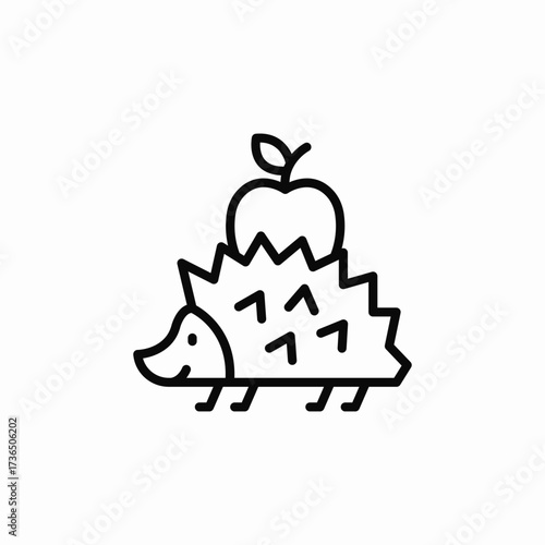 hedgehog apple icon sign vector