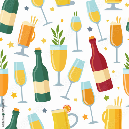 seamless pattern with beer bottles