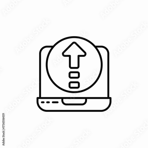 laptop upload icon sign vector