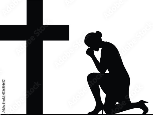 Black vector silhouette of a woman or girl in a dress, illustrating a person who could be in business, sport, dance, or ballet