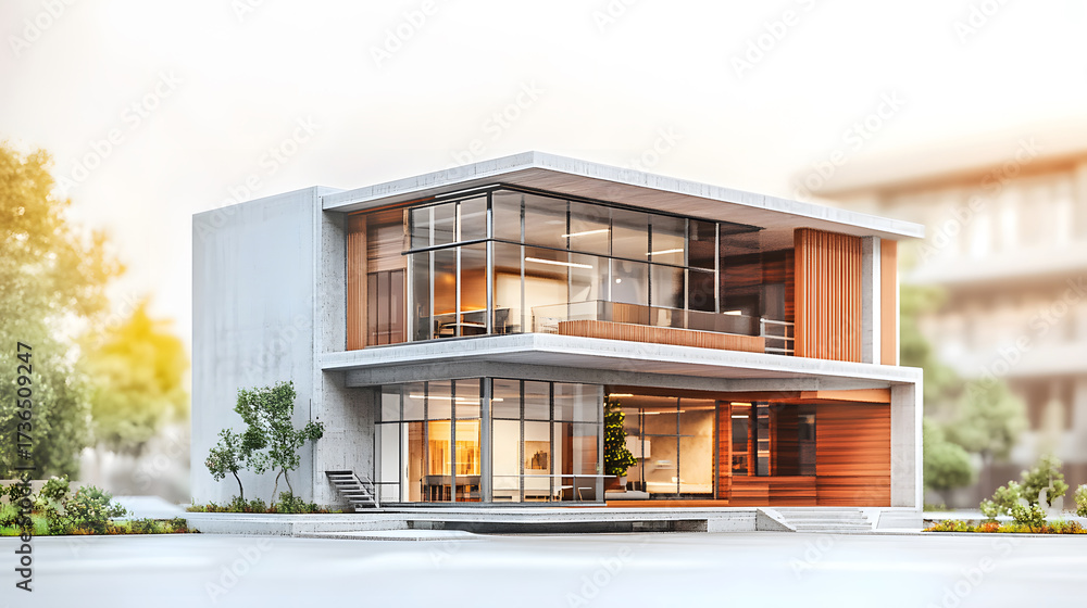 Fototapeta premium Architectural section cut showing floors, walls, stairs, and structural components.