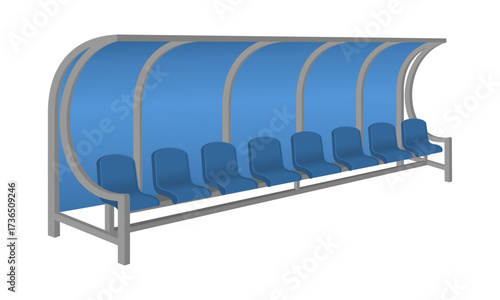player substitute bench side view vector illustration isolated on white background.
