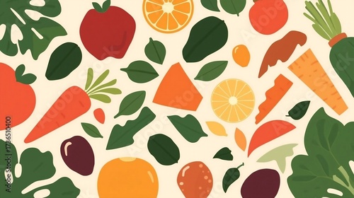 Natural Food Banner in Vibrant Flat Style
