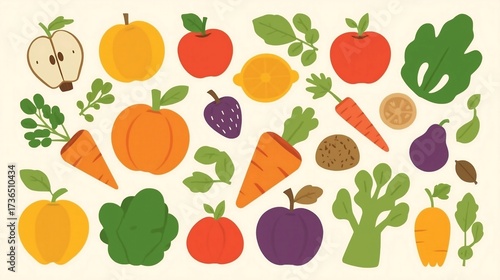 Natural Food Banner in Vibrant Flat Style