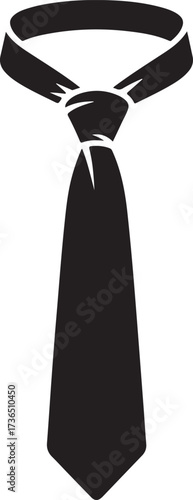 Classic knotted necktie silhouette isolated