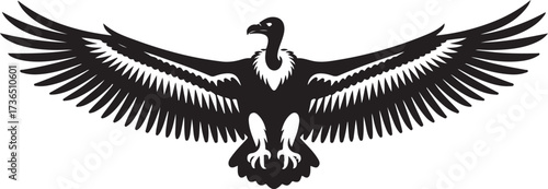 Powerful Vulture Illustration Spreading Wings