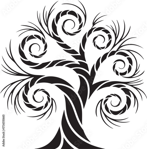 Decorative Stylized Tree Silhouette Illustration