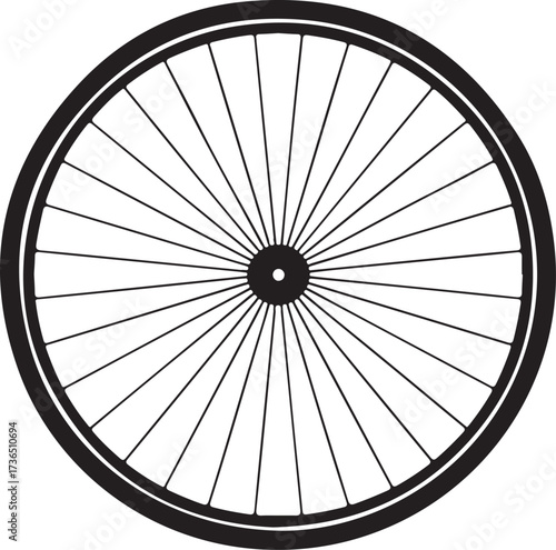 Black and White Bicycle Wheel Illustration