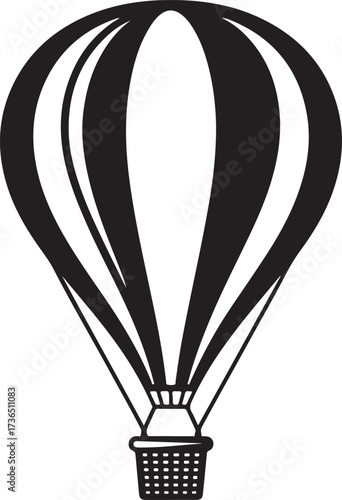 Classic hot air balloon silhouette icon.