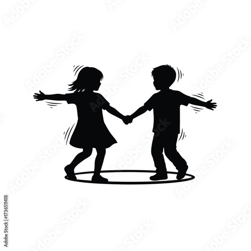 Children's imagination silhouette A joyful illustration of kids playing together and enjoying their time