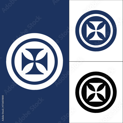 maltese cross sign shape in circle design Vector