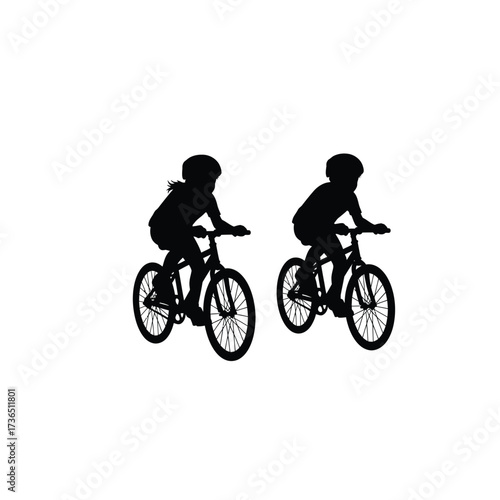 Striking minimalist silhouettes of young children enjoying bicycle rides, a powerful visual representation of the vibrant children's imagination and outdoor adventure