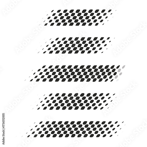 Set of different black checkered logos for sport car decals and different moto racing designs

