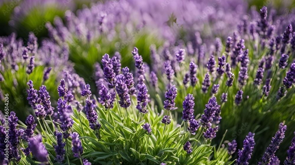 Obraz premium Warm fragrant purple lavender flowers, creates a feeling of comfort and calm, promoting deep relaxation and easier sleep. Ideal for wellness, spa, and aromatherapy.pe designs.