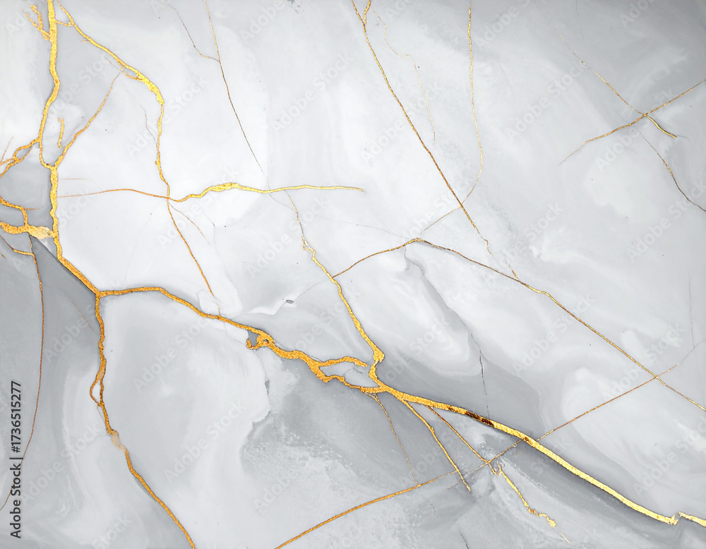 Fototapeta premium Light gray marble background texture with golden veins