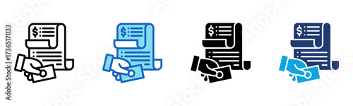 Payment Receipt icon Multi Style Vector Illustration