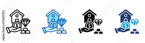 Asset Value icon Multi Style Vector Illustration