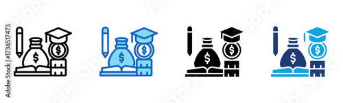 Financial Education icon Multi Style Vector Illustration