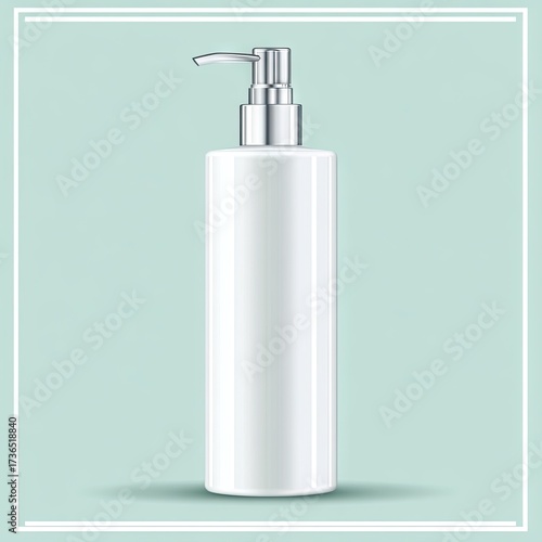 Tall, white bottle with pump dispenser