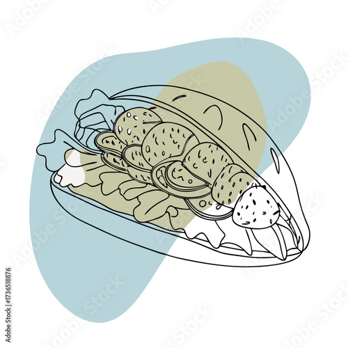 vector illustration of a falafel pita sandwich