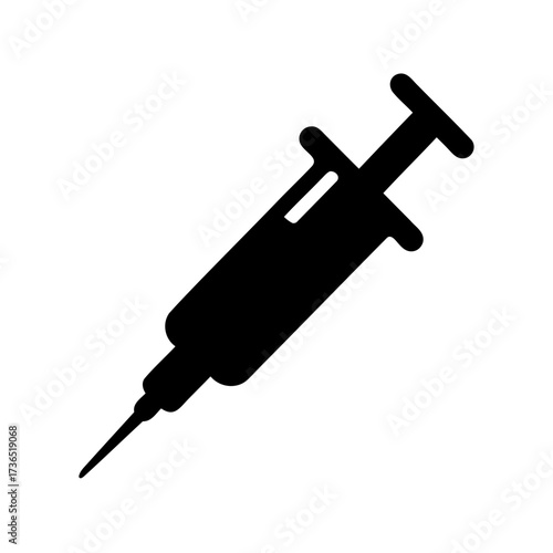 Black silhouette of a hypodermic syringe against a white background vector