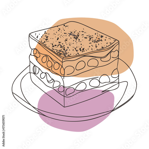vector illustration of a slice of tiramisu dessert