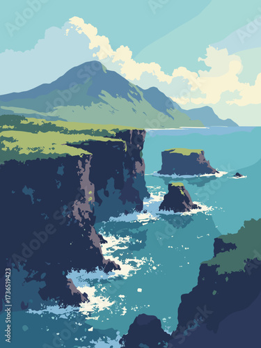 St Kilda, Scotland – remote volcanic cliffs and sea stacks surrounded by stormy Atlantic waters, no people