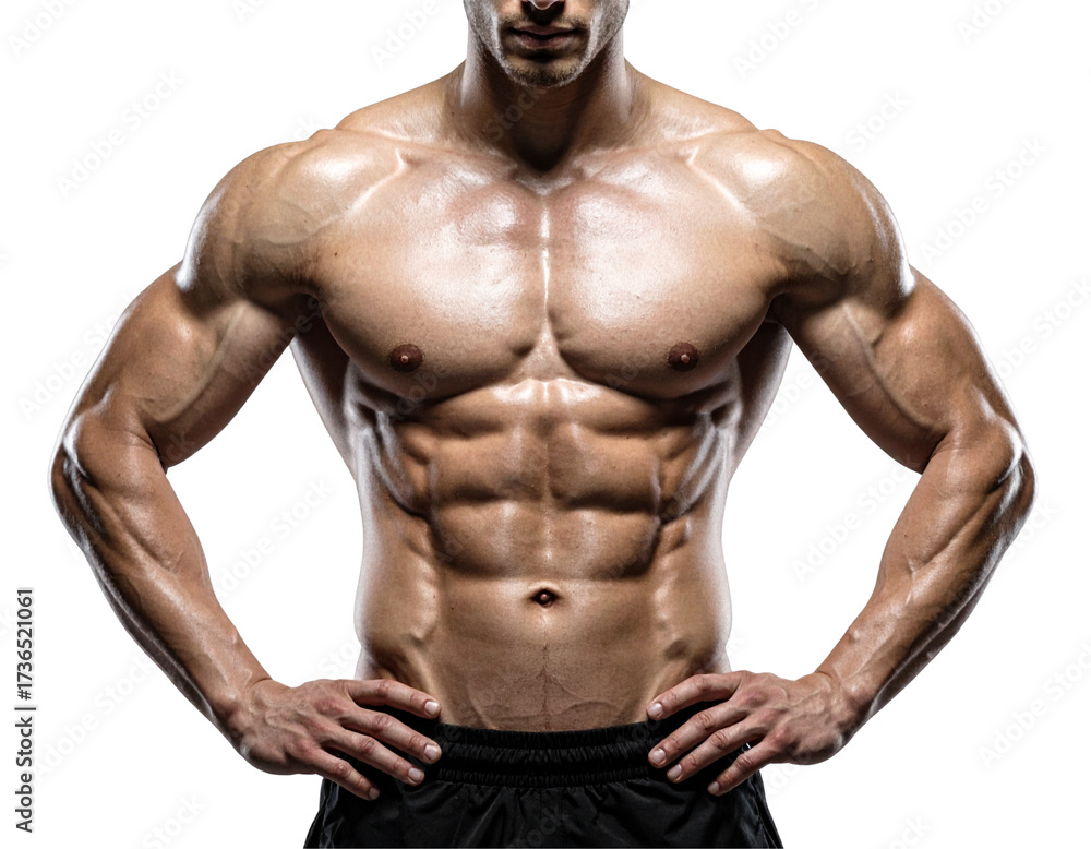 Fototapeta premium Bodybuilder Torso with Strong Chest and Abdominal Definition