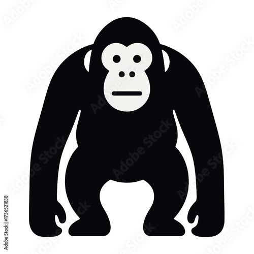 Stylized black and white gorilla illustration with simplistic design