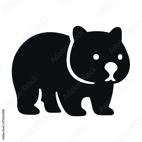 Simple black and white wombat silhouette illustration