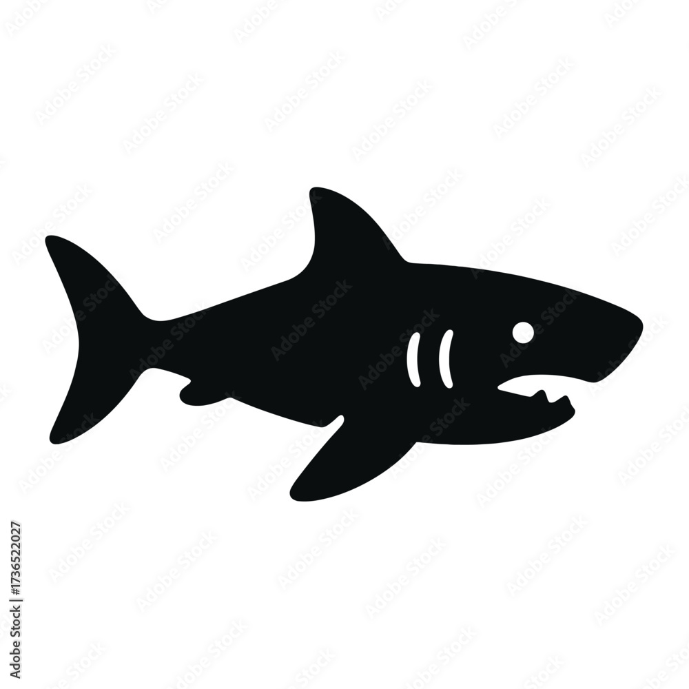Obraz premium Silhouette of great white shark icon isolated on white background