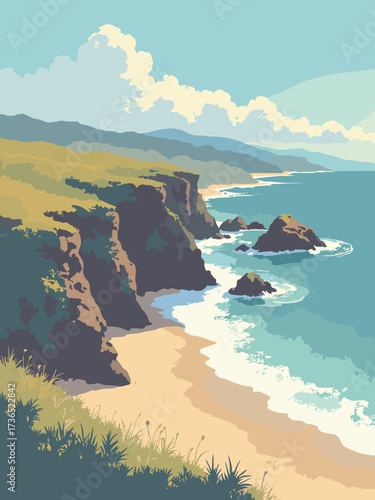 Cape Kiwanda, Oregon, USA – golden sandstone cliffs with sweeping dunes meeting the Pacific surf, no people