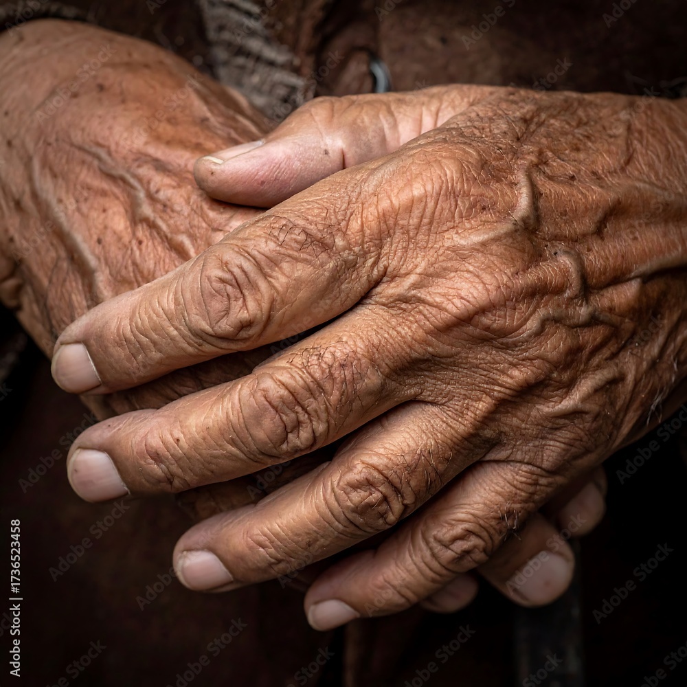 Fototapeta premium Aged hands clasped together