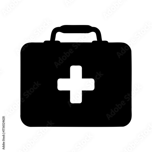 Simple First Aid Kit Icon in Black and White Medical Emergency Supplies