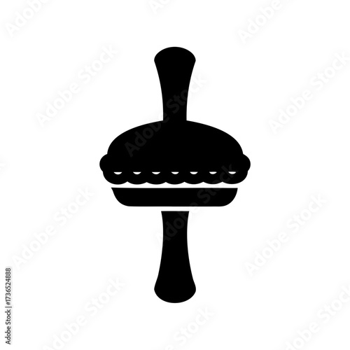 Black Silhouette of Traditional African Shekere Percussion Instrument on White Background