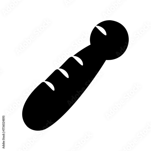 Simple graphic illustration of a black and white baguette style bread loaf