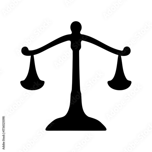 Balance scale silhouette representing justice, law, equity, equilibrium and fairness concepts