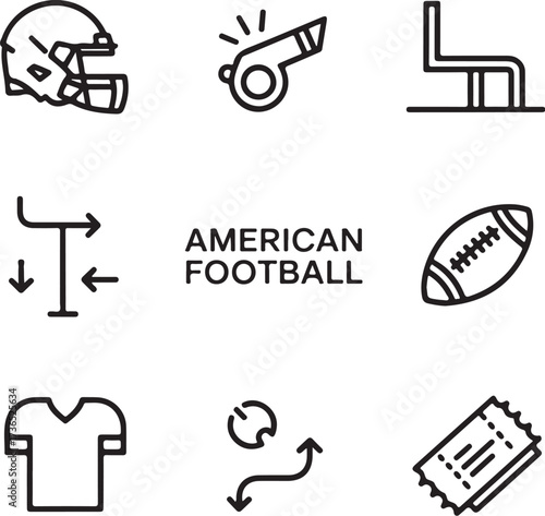 American football icons for game day promotions