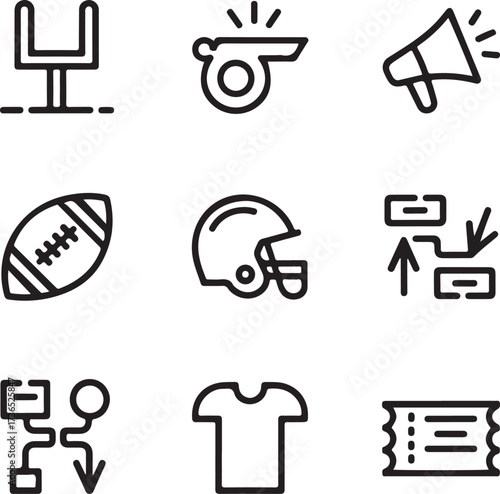 American football icons for awesome sports designs