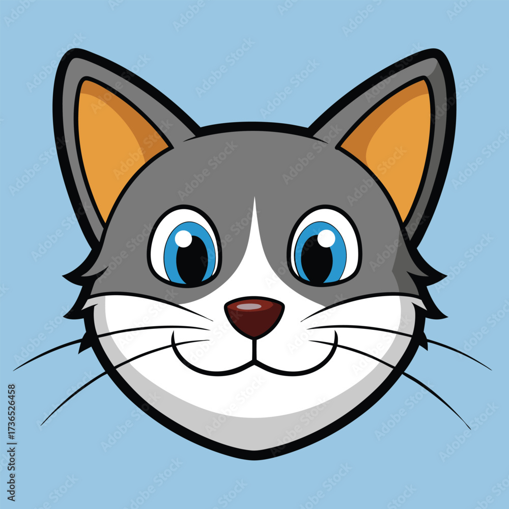 Obraz premium Minimal Vector Cat Face Illustration