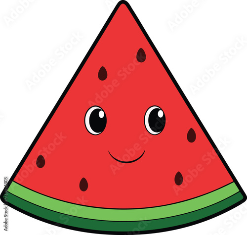 Flat Vector Watermelon Slice Illustration
