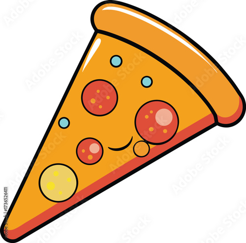 Flat Vector Pizza Slice with Cheese Illustration