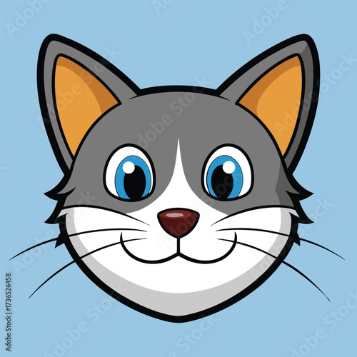 Minimal Vector Cat Face Illustration