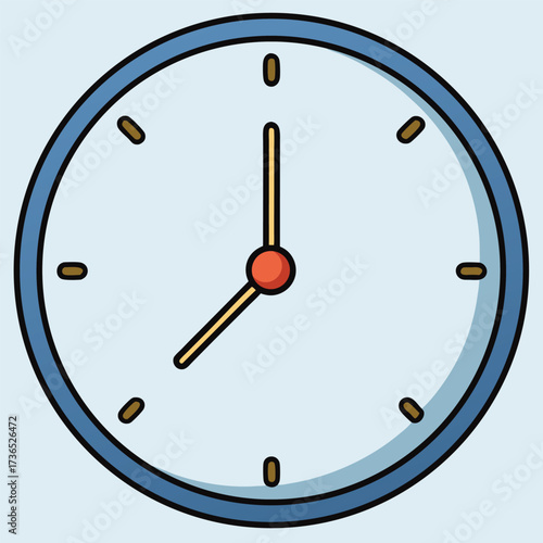 Minimal Vector Clock Face on White Background