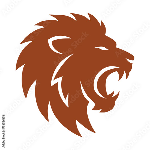 Vector art of roaring lion head silhouette in a powerful pose