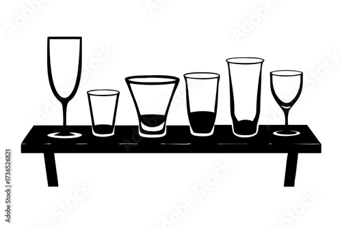 A collection of transparent water and juice glasses with subtle reflections on a white background drink