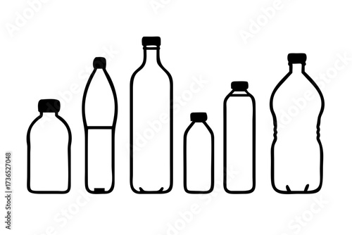 Collection of transparent water bottles in different shapes and sizes clear plastic bottle 1
