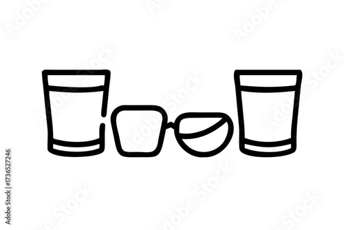 Silhouette set of transparent eyeglasses in various frame shapes on a white background spectacles eyewear
