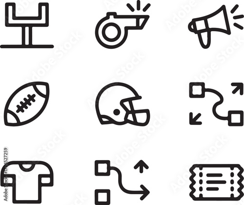 American football game day icons for sports designs