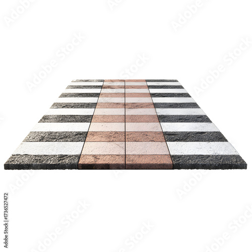 Checkered stone pavement isolated on transparent background